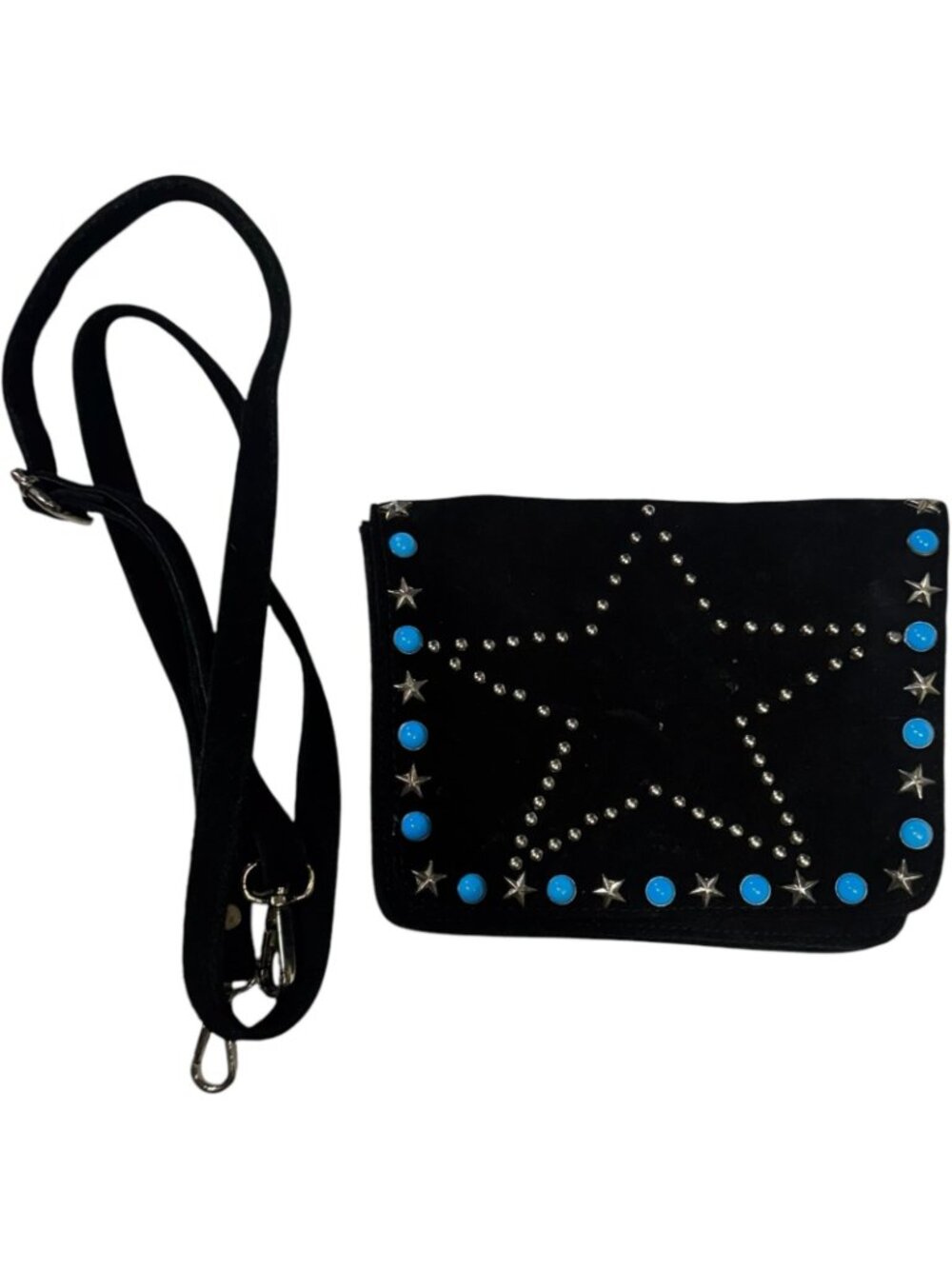 Raj L.A. Black Leather Star Studded Hand Bag with Strap - Picture 6 of 6